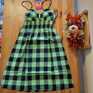 She's Cool - Buffalo Check Bra Cup Mini Dress - Lime/Black